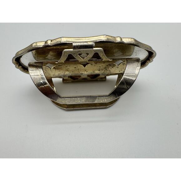 Vintage Gold Tone Floral Design Lipstick Holder with Mirror Japan Made Retro - Picture 4 of 9